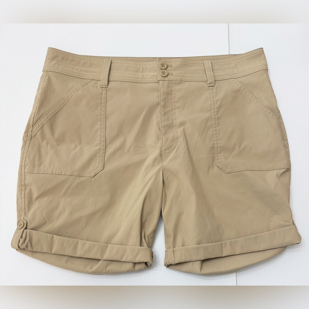 Eddie Bauer Women’s Roll-Cuff Bermuda Shorts in Tan - 14